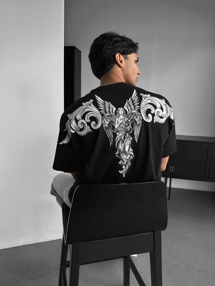 Oversize Sky Angel T-shirt - Black