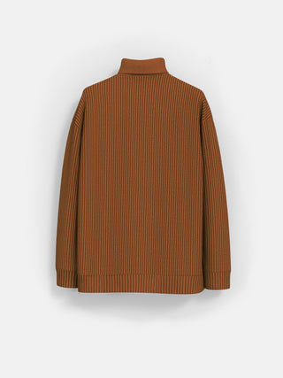 Oversize Collar Knit Sweater - Coffee