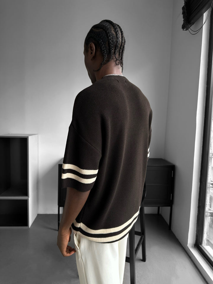 Regular Fit Damaged Hearts Knit T-shirt - Brown