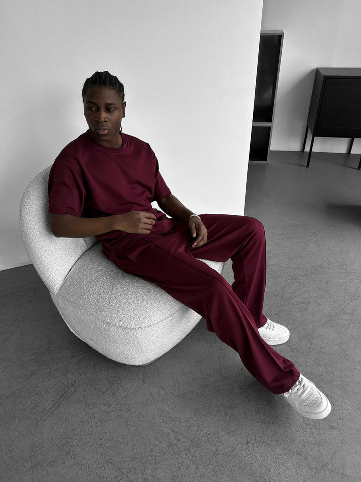 Loose Fit Basic Pleated Trousers - Bordeaux