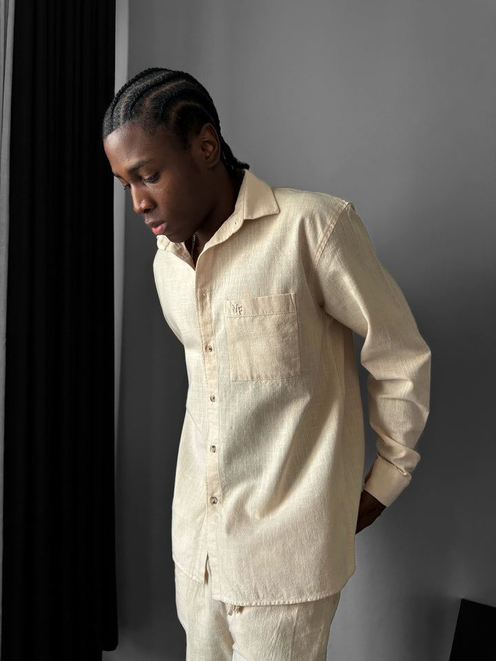 Oversize Linen Suit Shirt - Beige