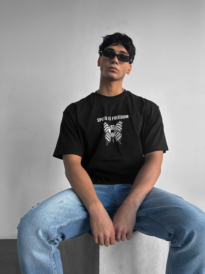 Oversize Butterfly Helmet T-shirt - Black