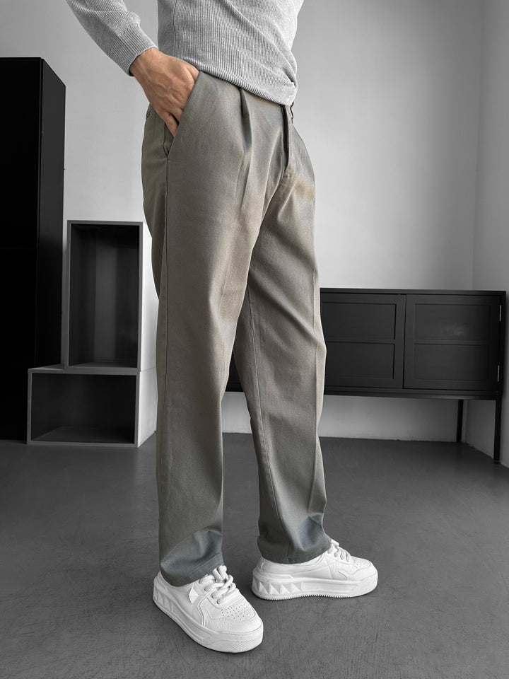 Loose Fit Casual Trousers - Khaki