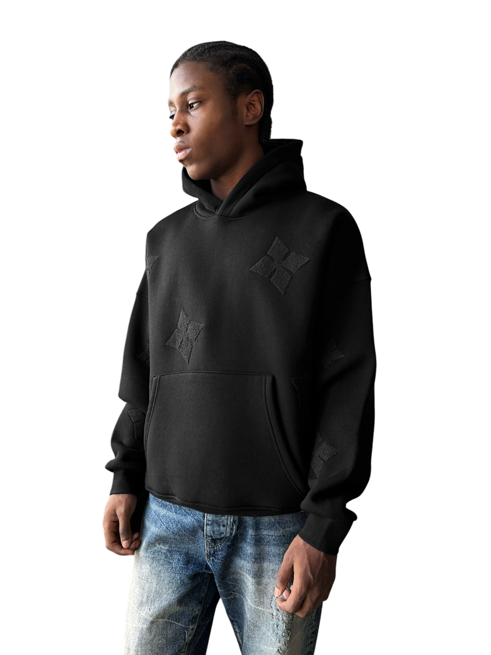 Oversize Detailed Hoodie - Black