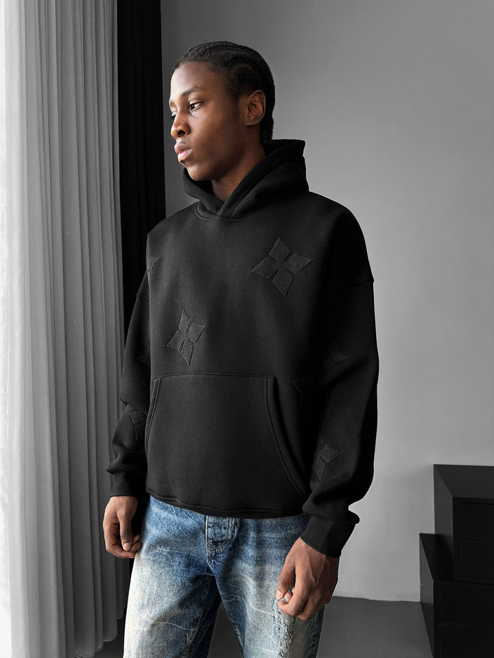 Oversize Detailed Hoodie - Black