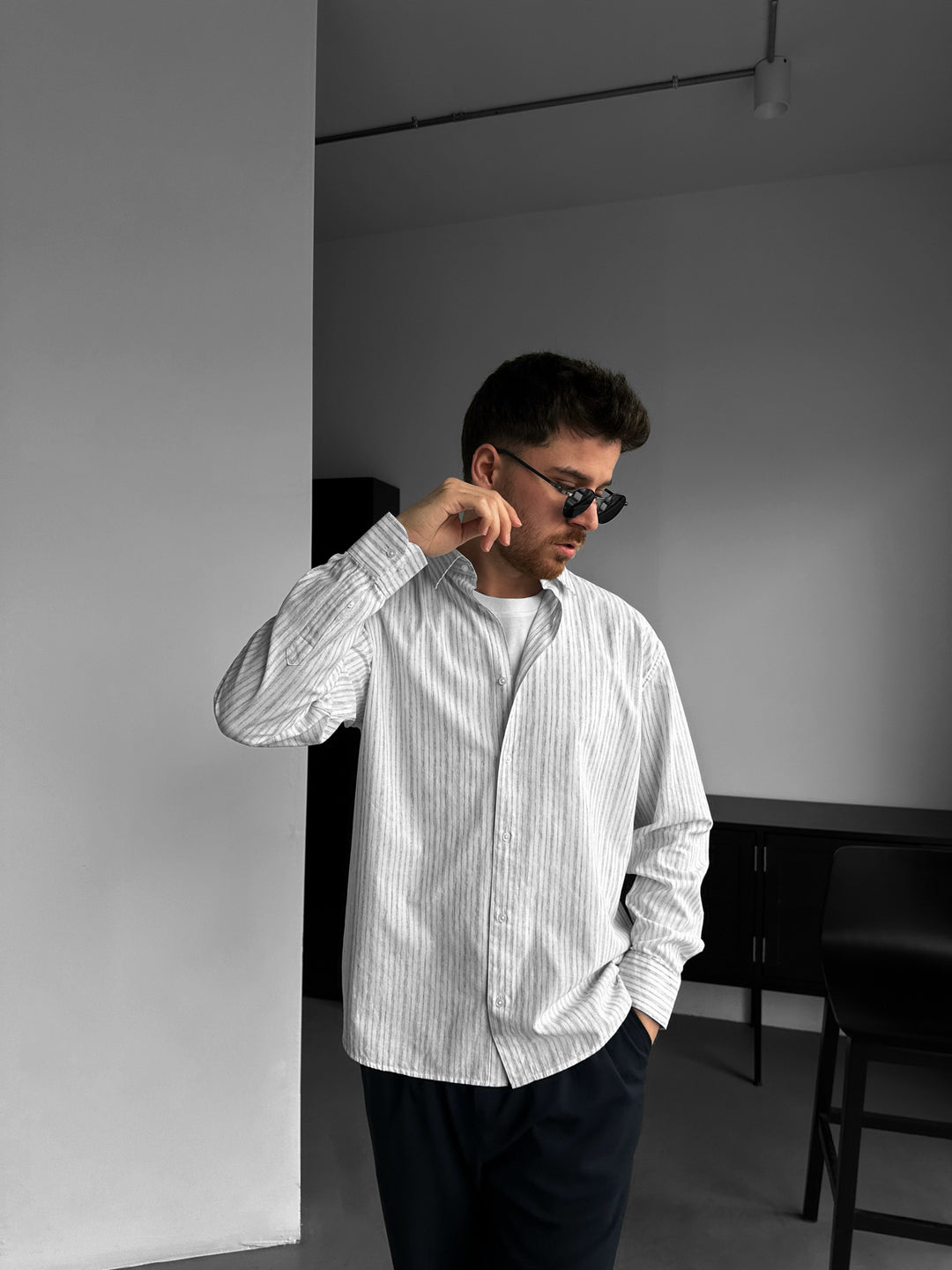 Regular Fit Striped Shirt - Navy Blue