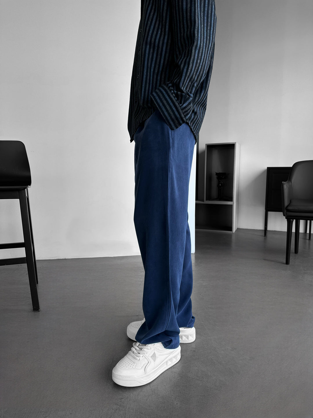 Baggy Tencel Trousers - Navy Blue