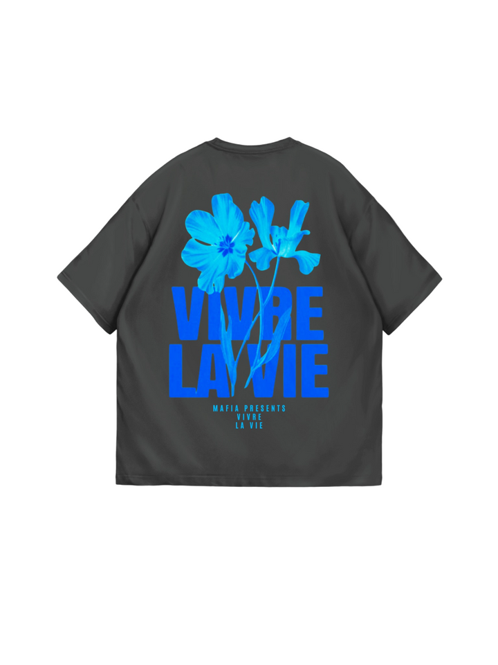 Oversize Vivre la Vie T-shirt - Anthracite