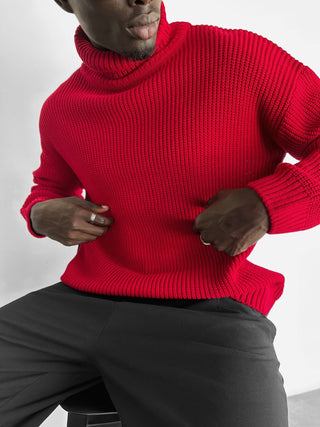 Oversize Collar Knit Sweater - Bordeaux