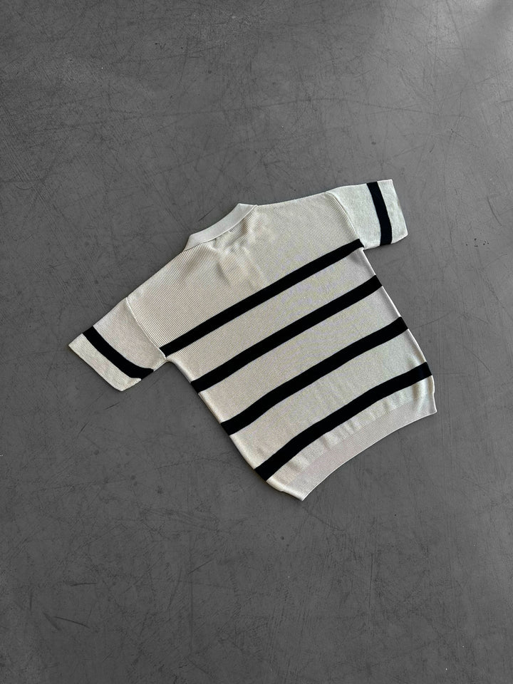Regular Knit Zipper T-shirt - Cream