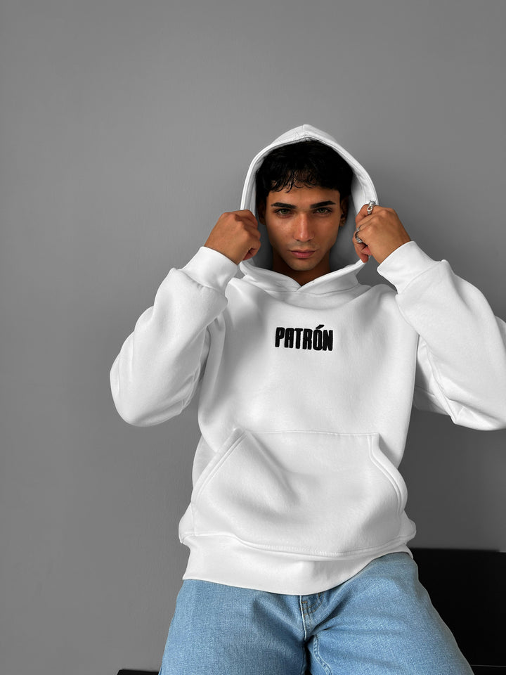 Oversize Detailed Patron Hoodie - Ecru