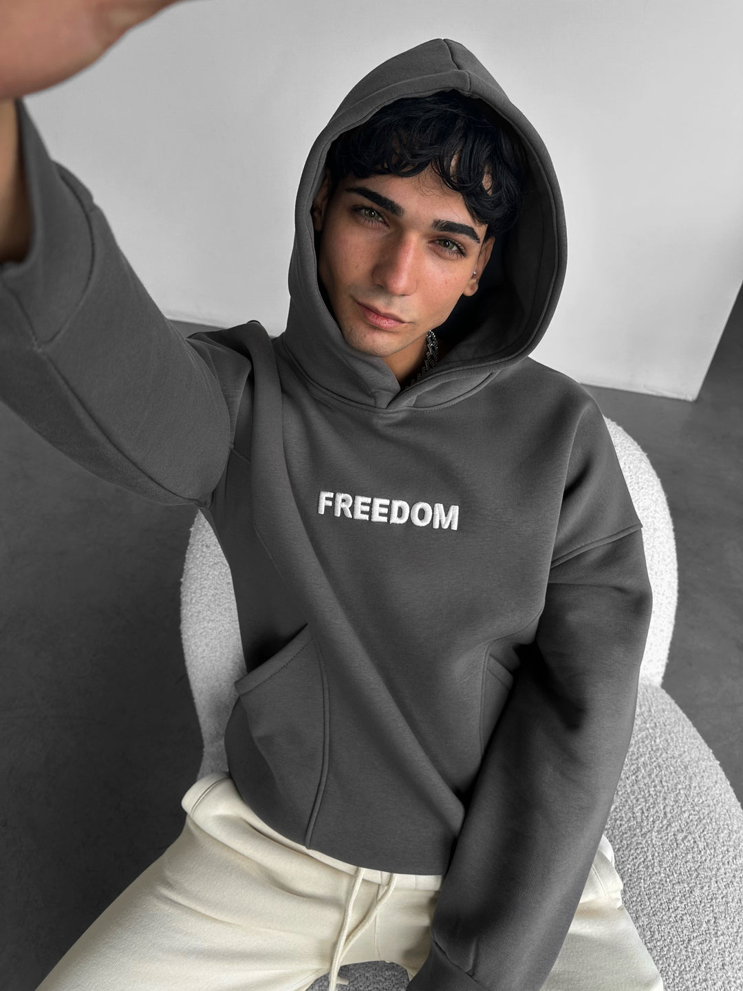 Oversize Stitches Hoodie - Anthracite