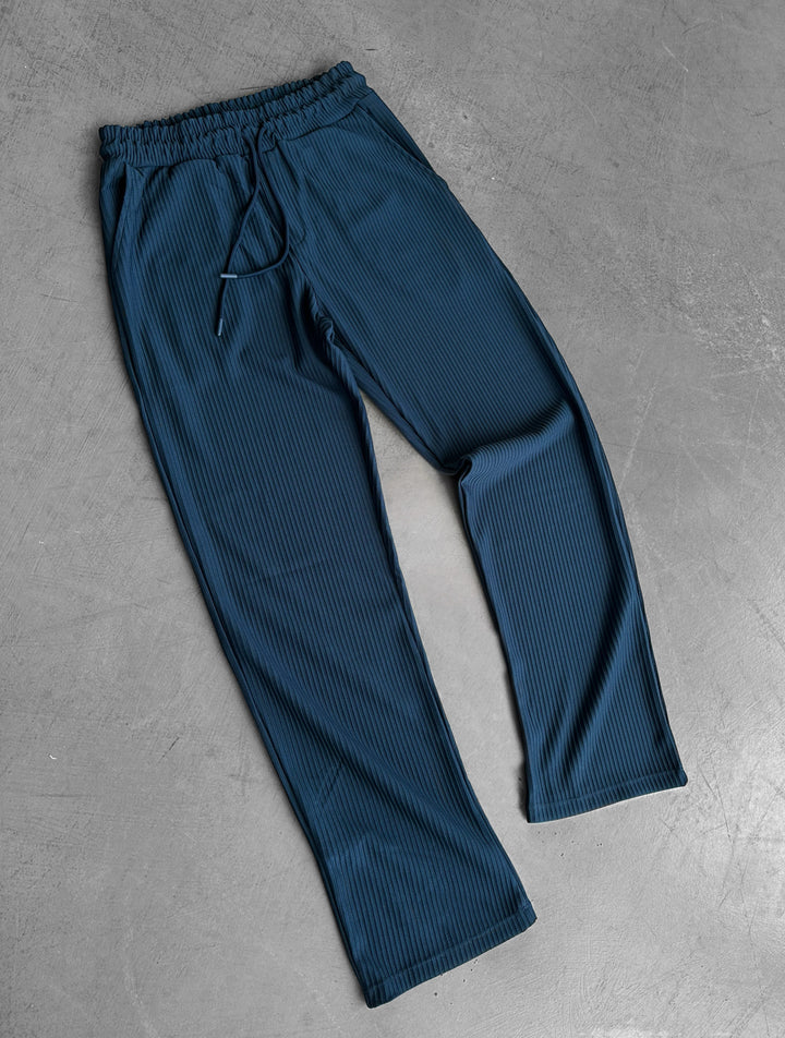 Loose Fit Striped Trousers - Petrol