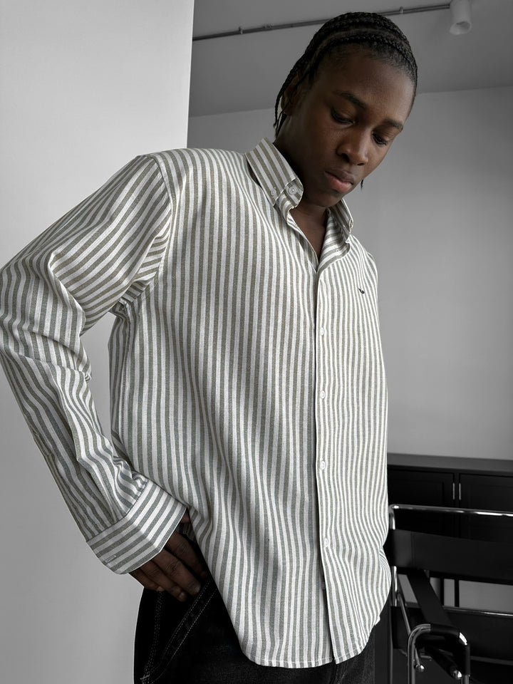 Striped Oxford Shirt - Khaki