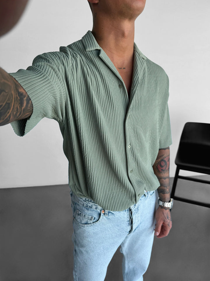 Oversize Ribbed Shirt - Green