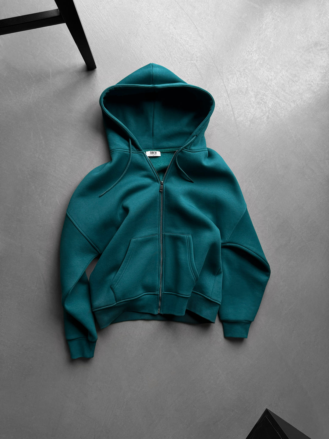 Oversize Basic Zipper Hoodie - Sea Moss