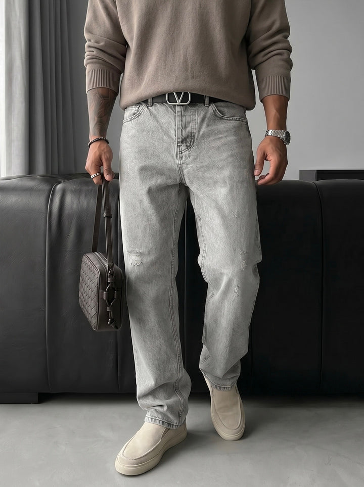 Baggy Torn Jeans - Grey