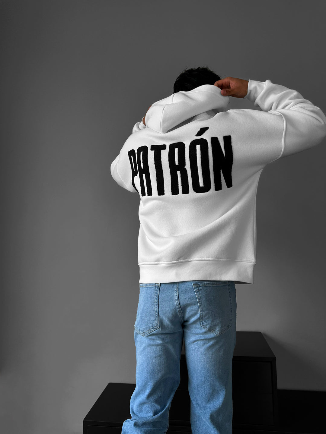 Oversize Detailed Patron Hoodie - Ecru