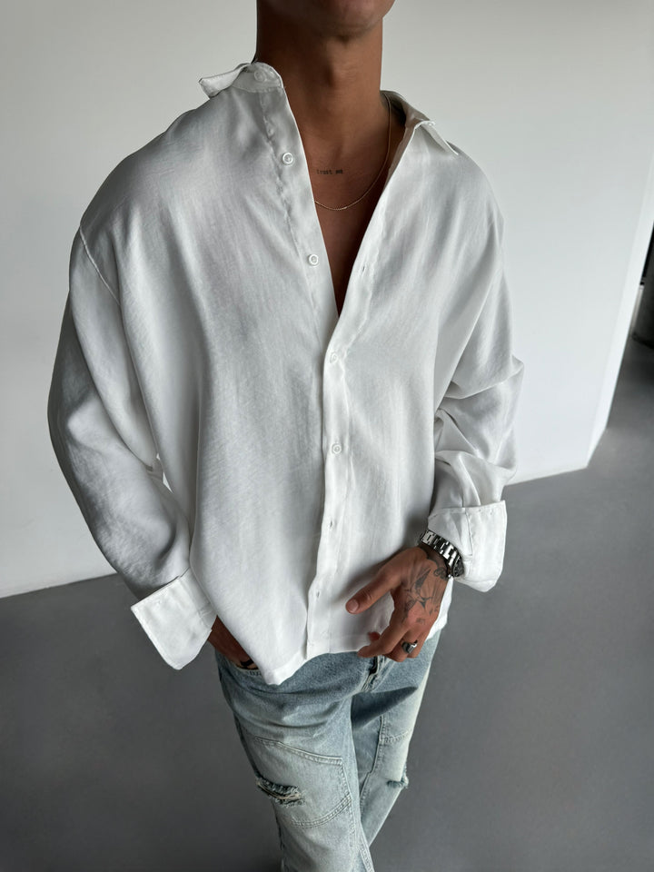 Long Arm Cotton Shirt - White