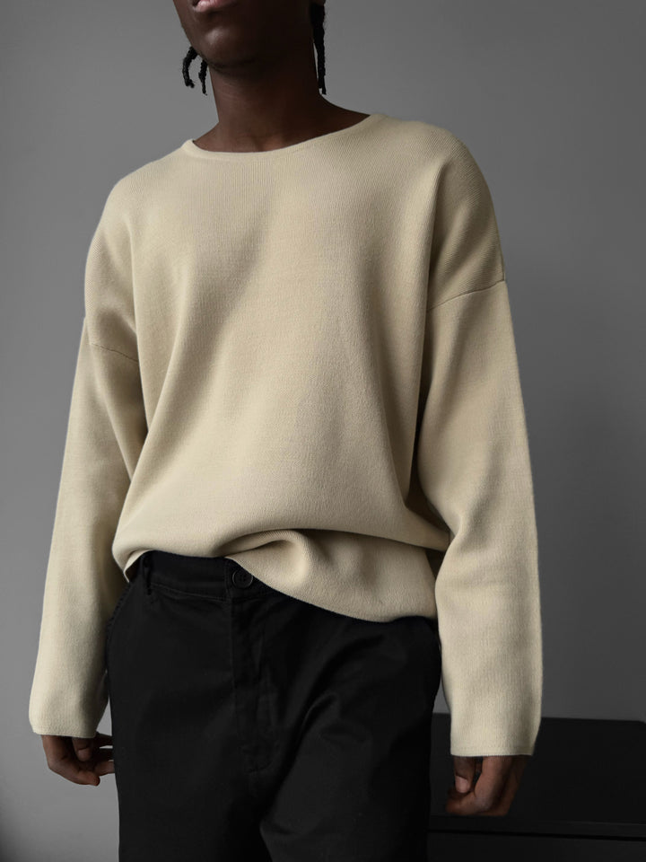 Loose Fit Knit Sweater - Stone