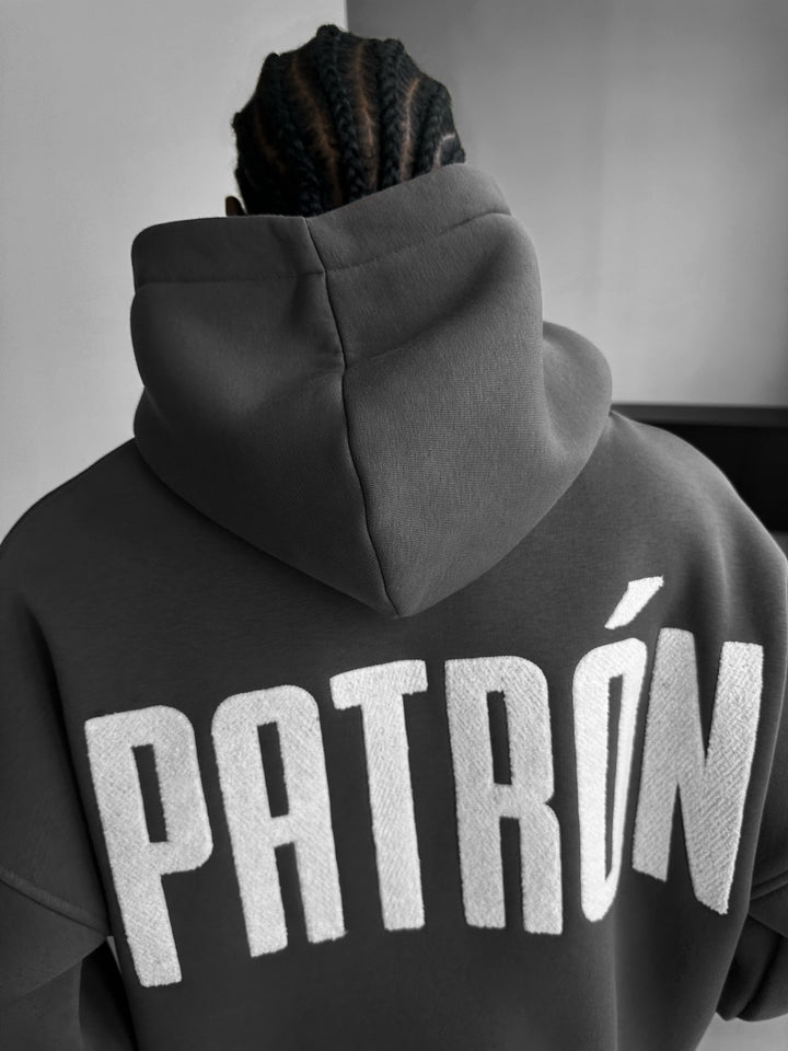 Oversize Detailed Patron Hoodie - Anthracite