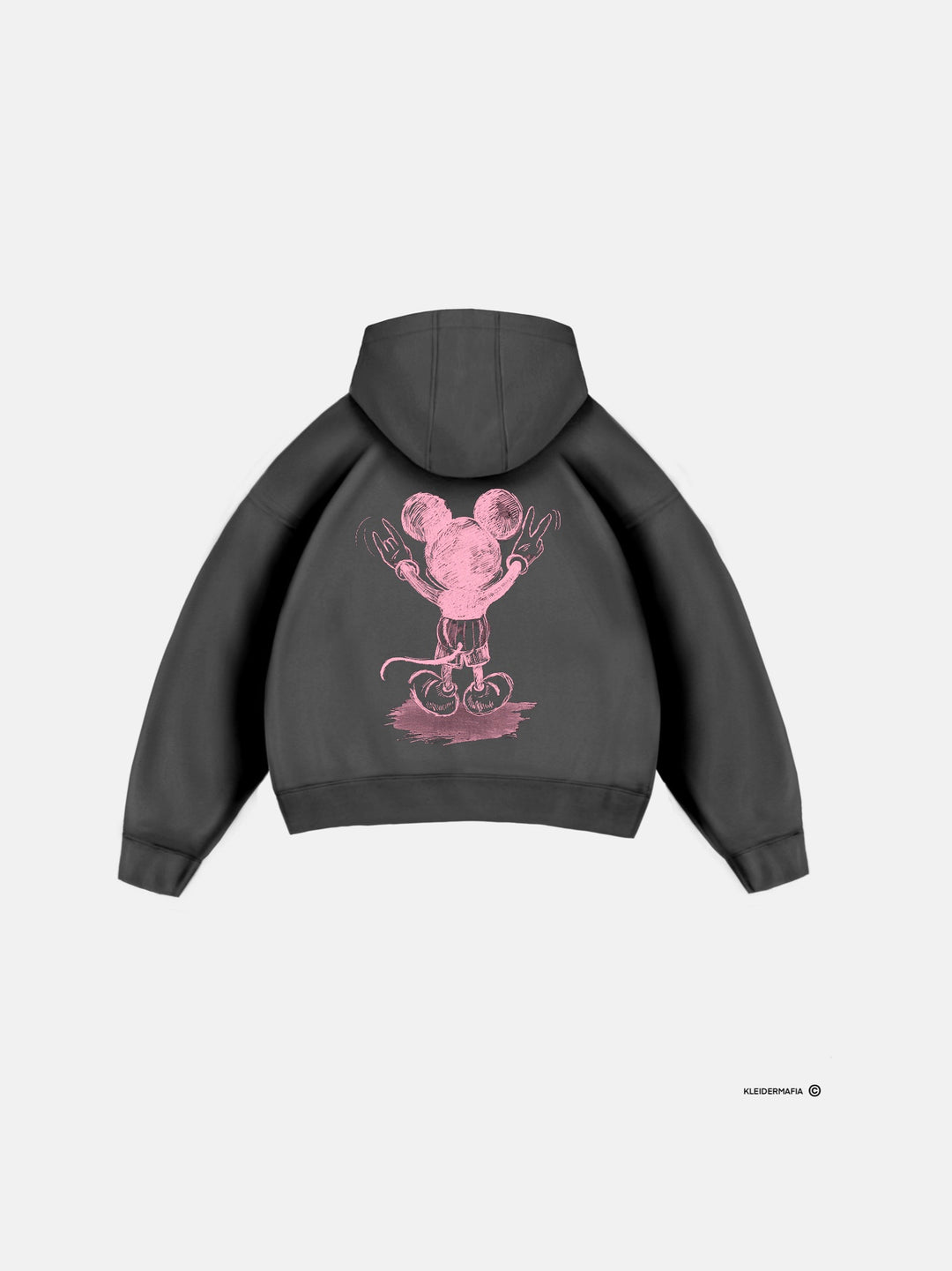 Oversize Women Mouse Hoodie - Anthracite and Pink