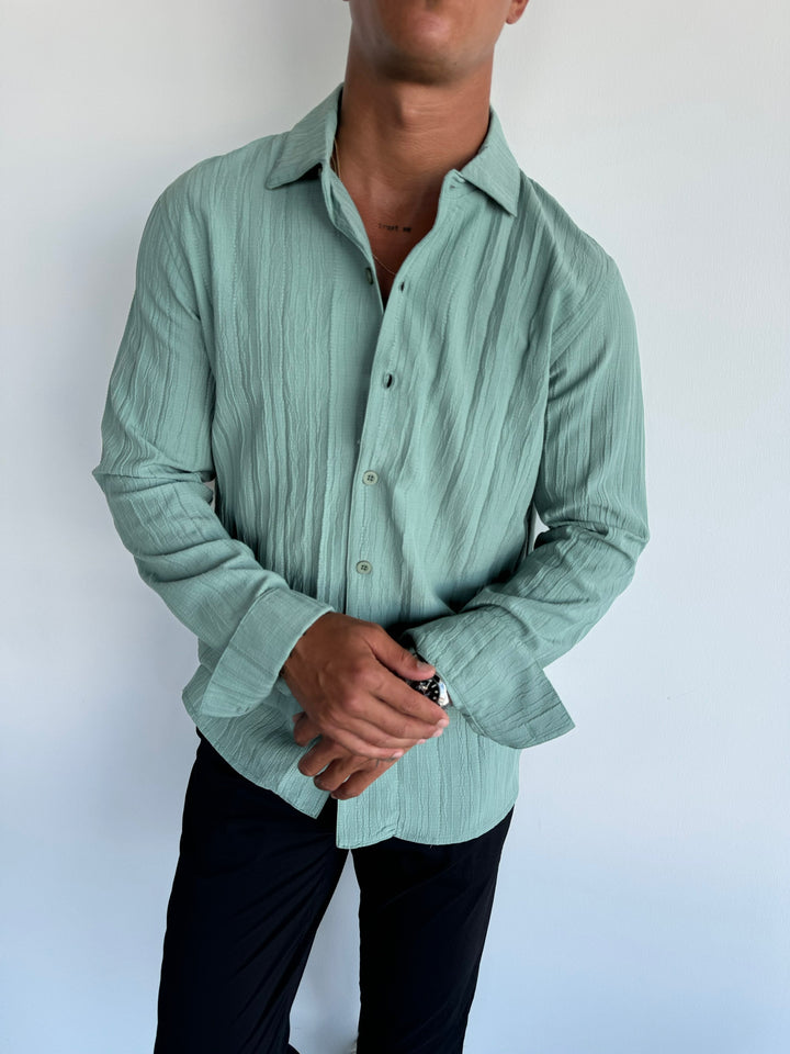 Regular Fit Pleated Shirt - Green