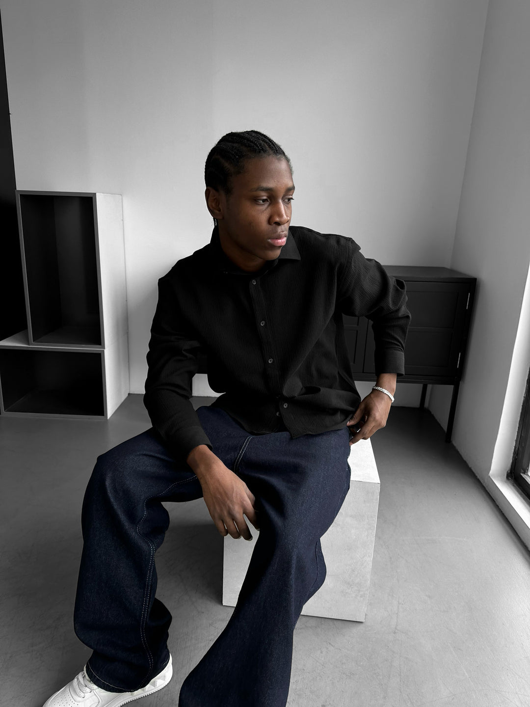 Regular Fit Cotton Shirt - Black