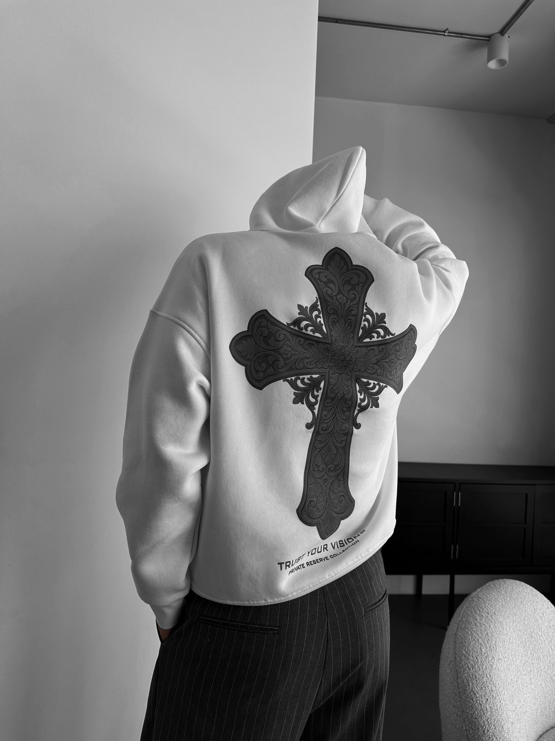 Oversize Cross Hoodie - White