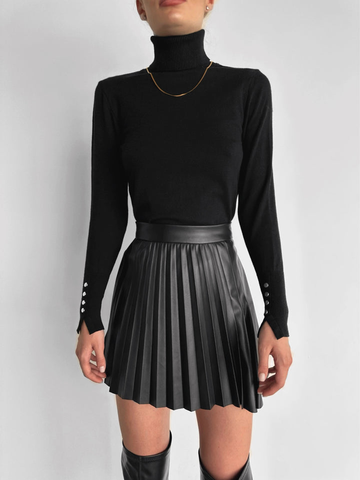 Collar Button Sweater - Black