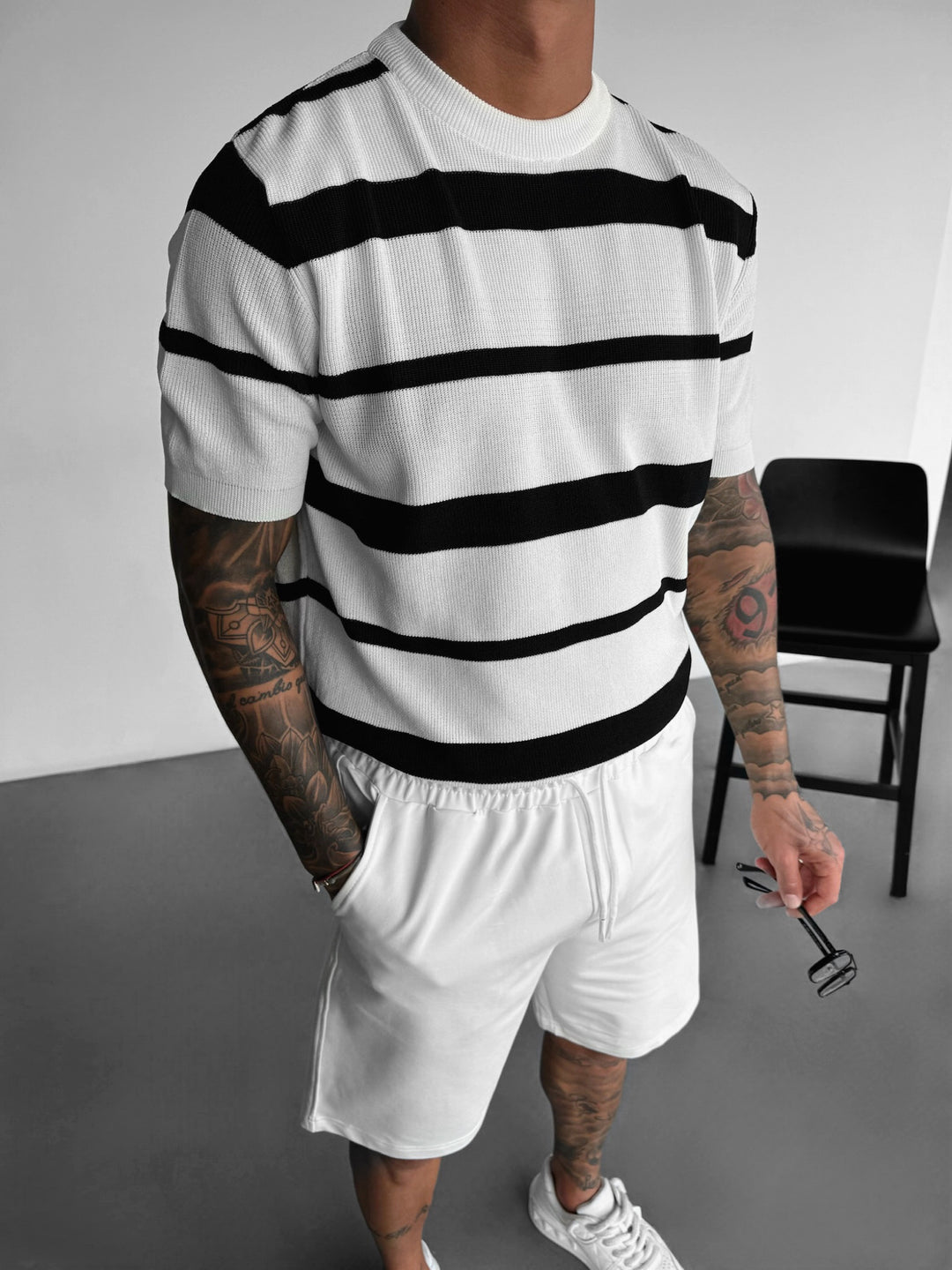 Knit Striped T-shirt - Ecru