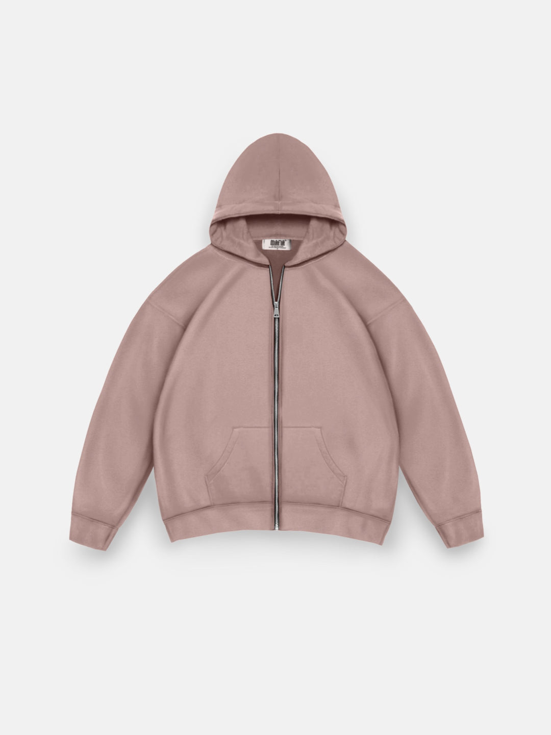 Oversize Basic Zipper Hoodie - Antler