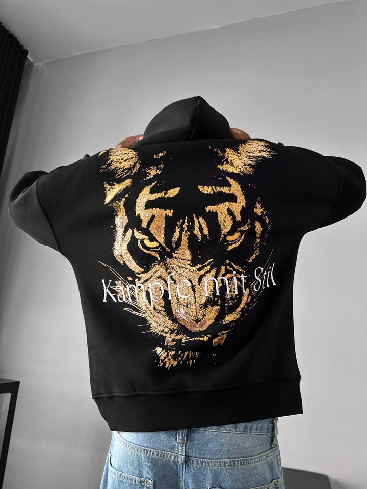 Oversize "Kämpfe mit Stil" Hoodie - Black