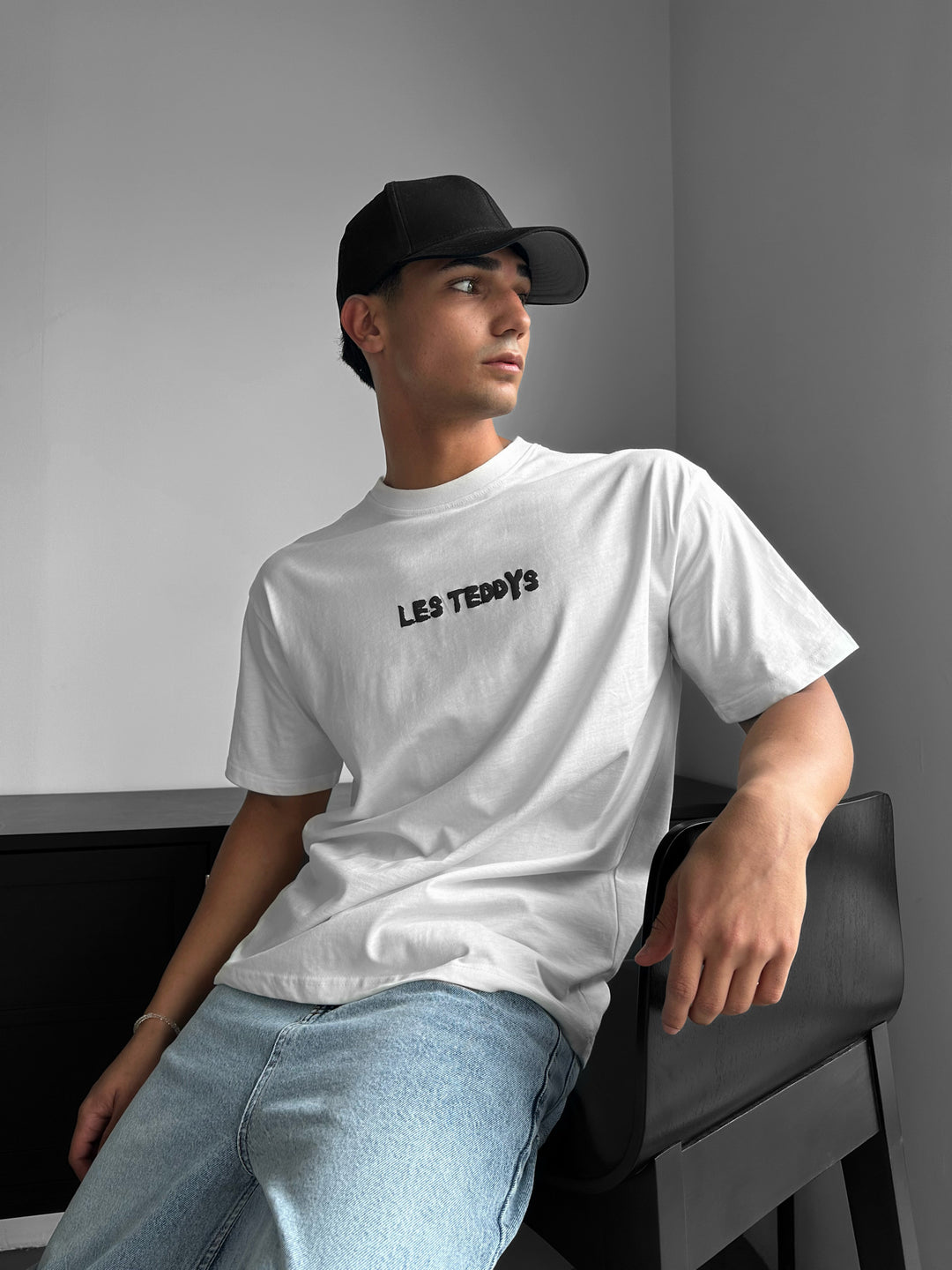 Oversize 'Les Teddys' T-Shirt - Ecru and Black