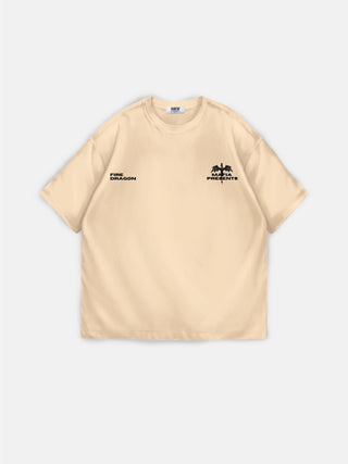 Oversize Fire Dragon Tee - Beige