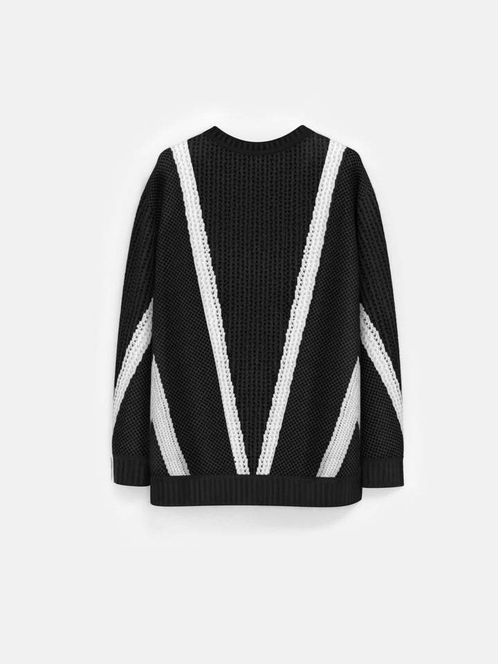 Oversize Line Knit Sweater - Black