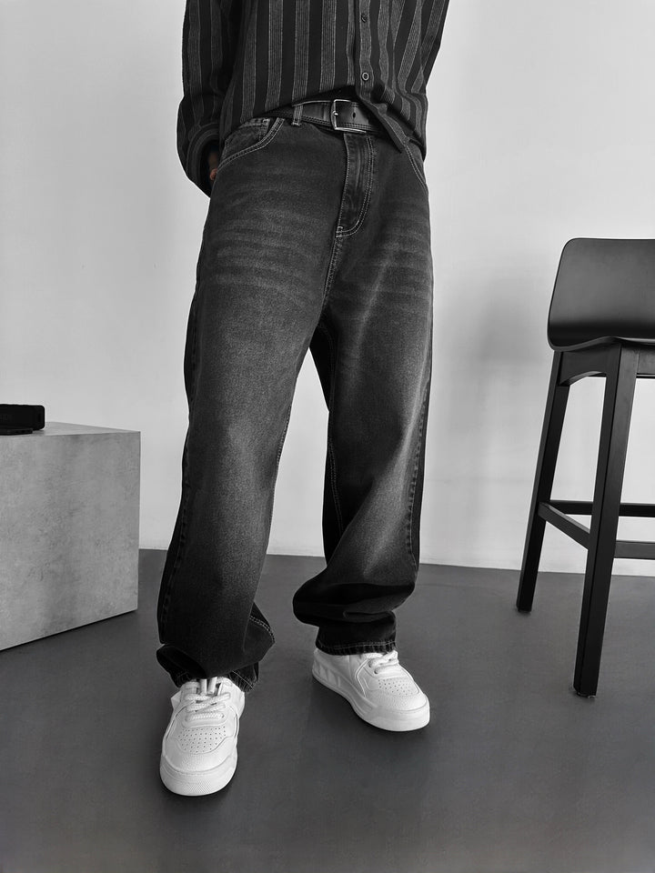 Baggy Washed Jeans - Black
