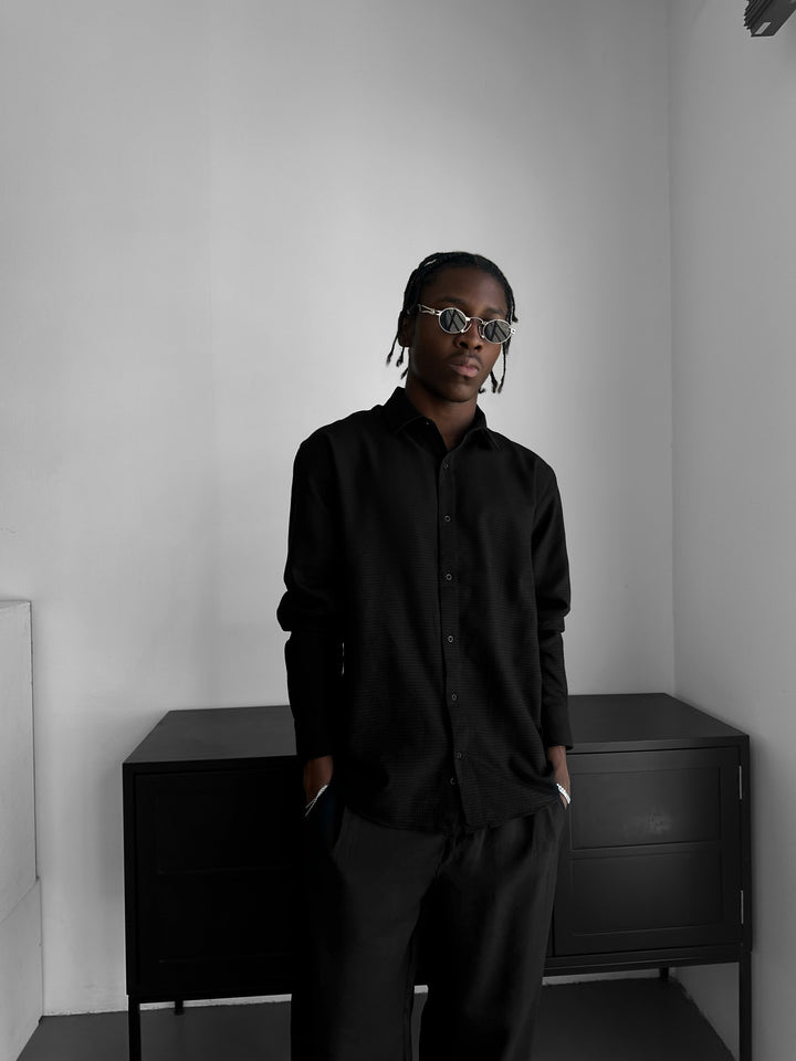 Regular Fit Textured Shirt - Black