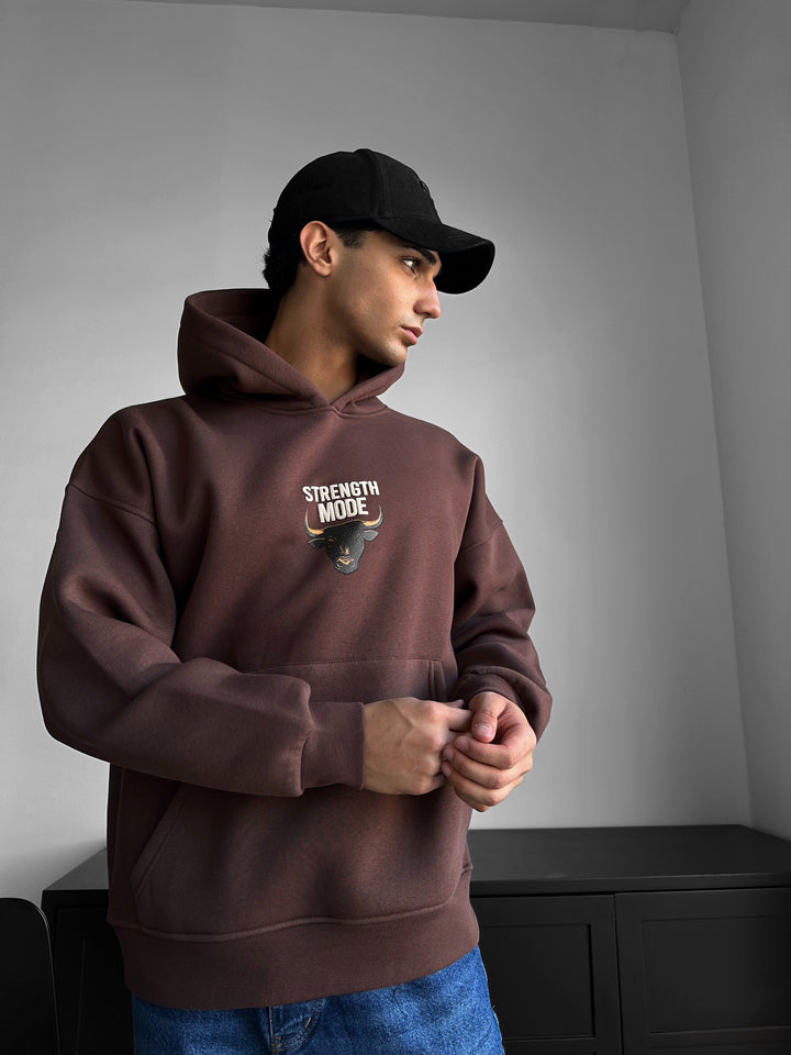 Oversize Strength Mode Hoodie - Brown