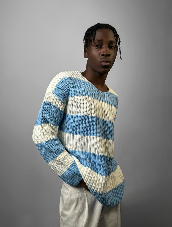 Regular Fit Wide Stripe Sweater - Babyblue