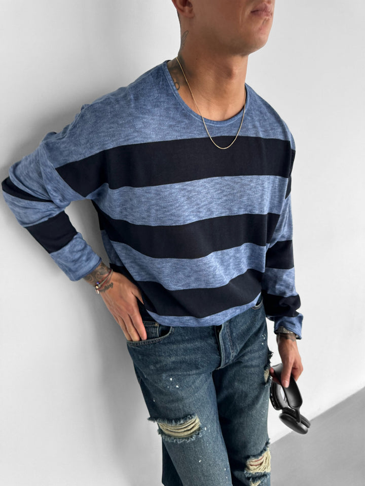 Block Pattern Sweater - Blue
