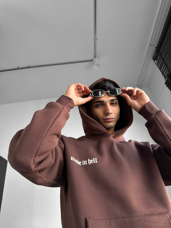 Oversize Made in Hell Hoodie - Brown