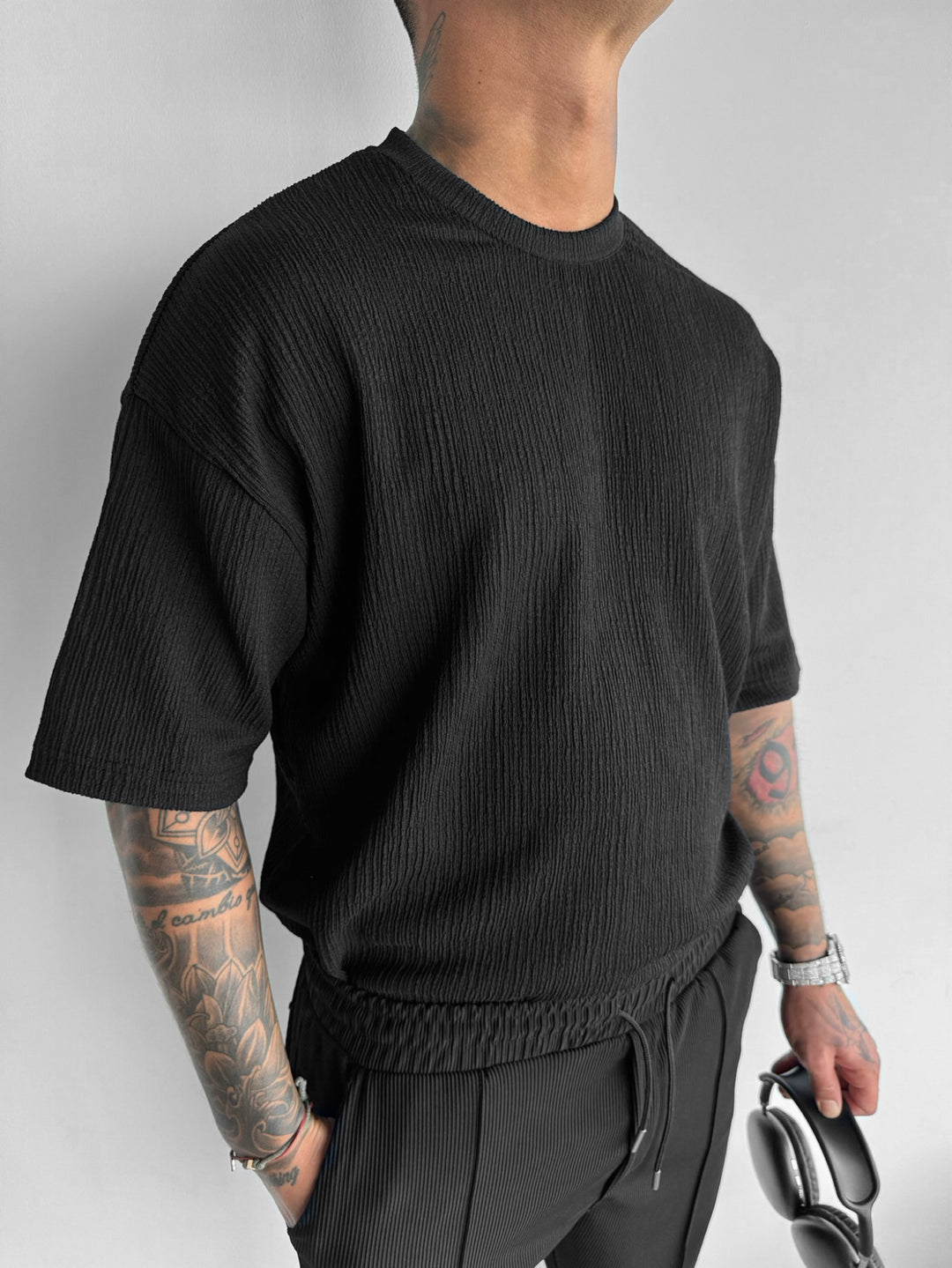 Regular Fit Crepe T-shirt - Black