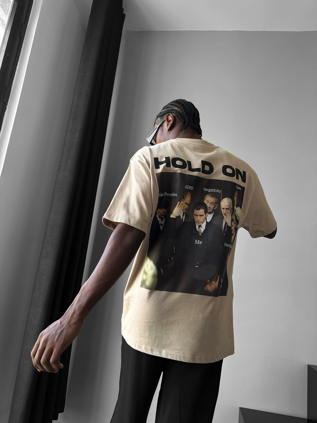 Oversize "Hold On" T-Shirt - Beige