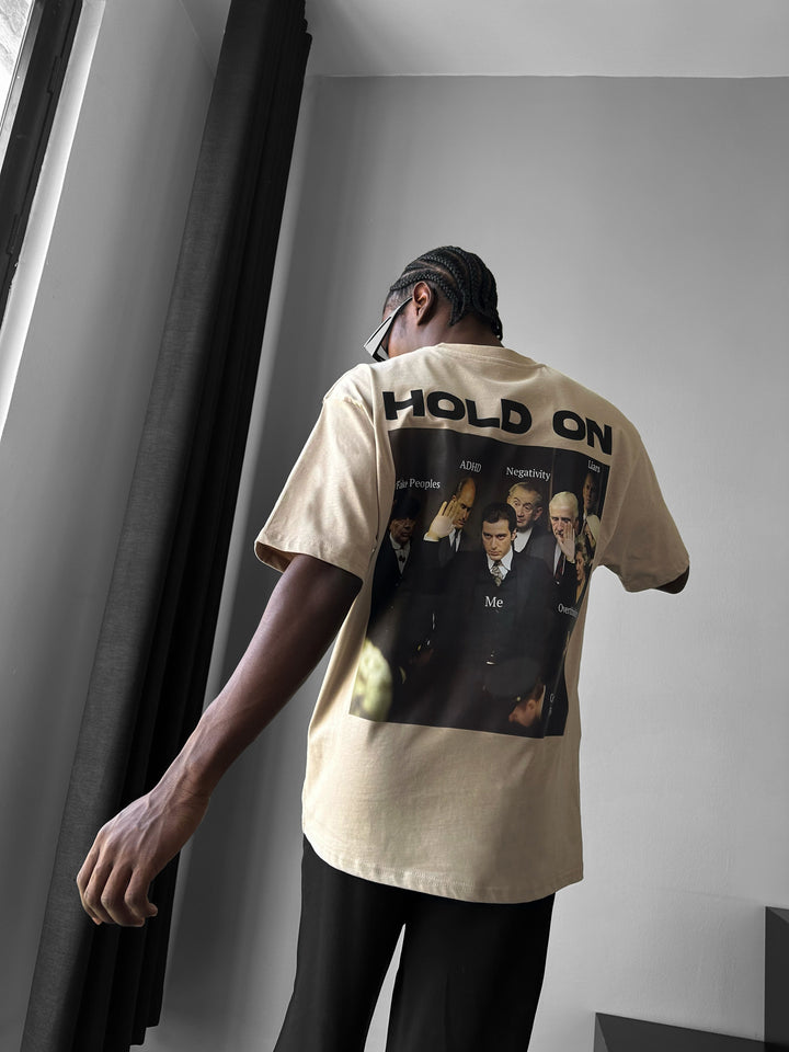 Oversize "Hold On" T-Shirt - Beige
