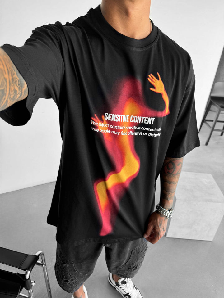 Oversize Sensitive Content T-Shirt - Black