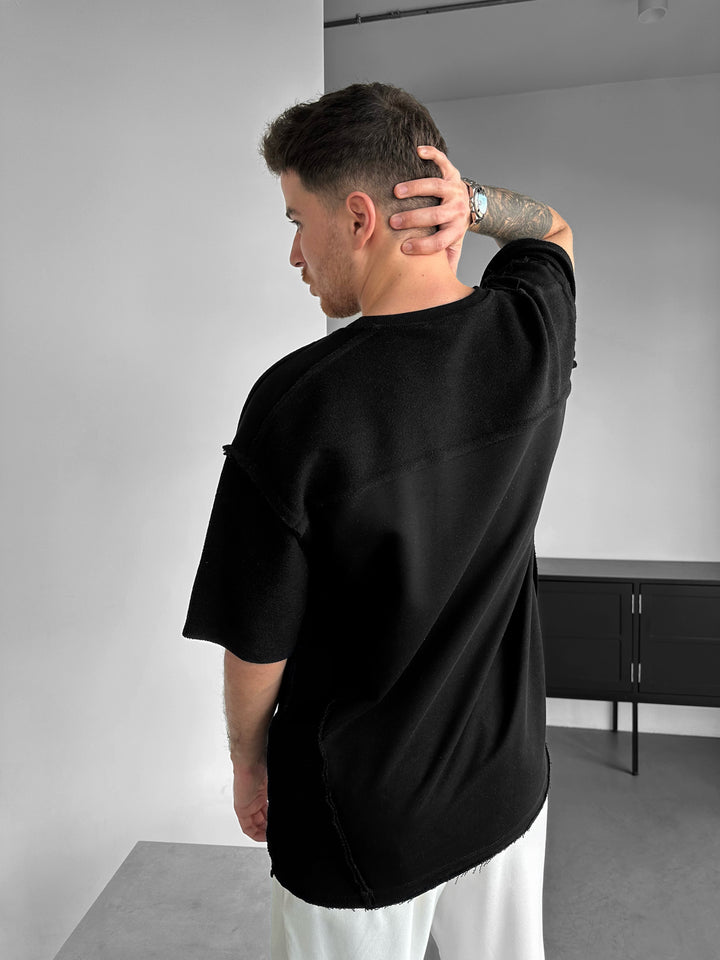 Oversize Seam Detail T-shirt - Black