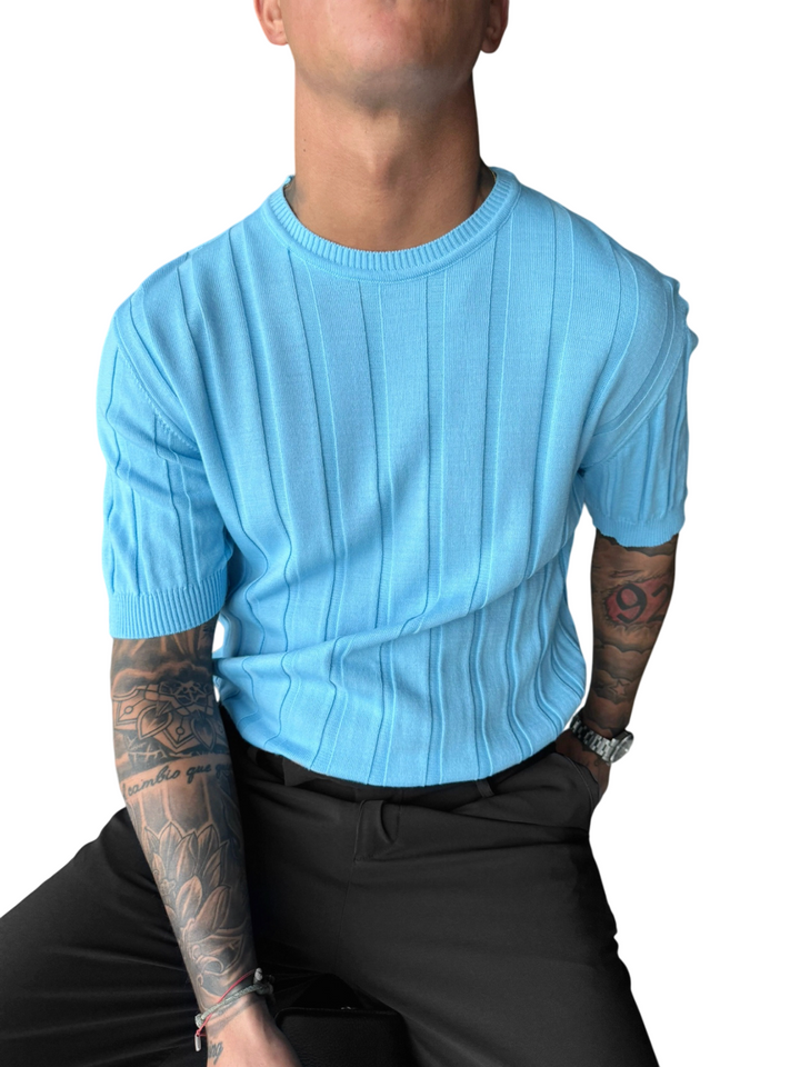 Regular Fit Knit Lines T-shirt - Babyblue