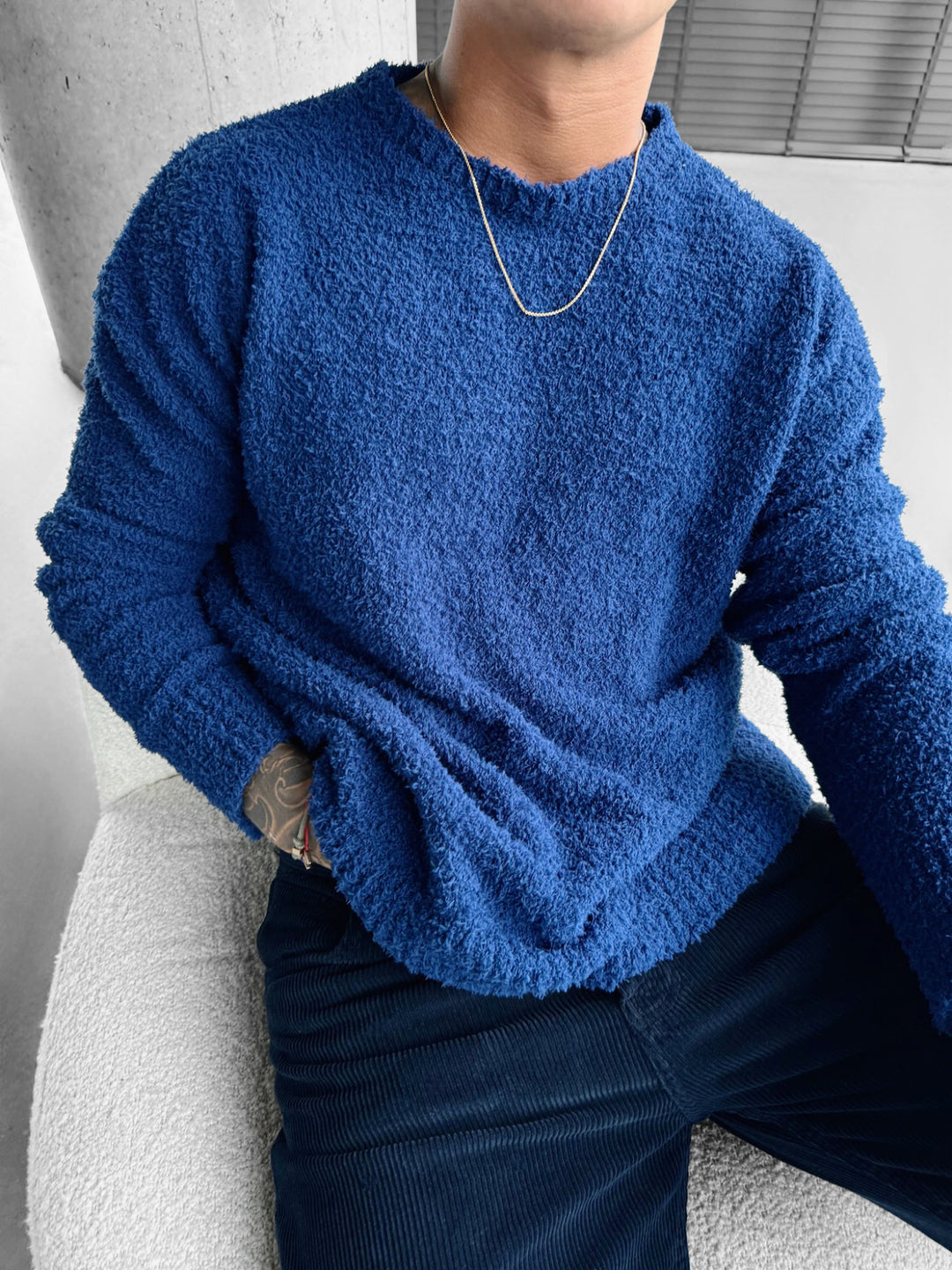 Oversize Plush Pullover - Captain Blue