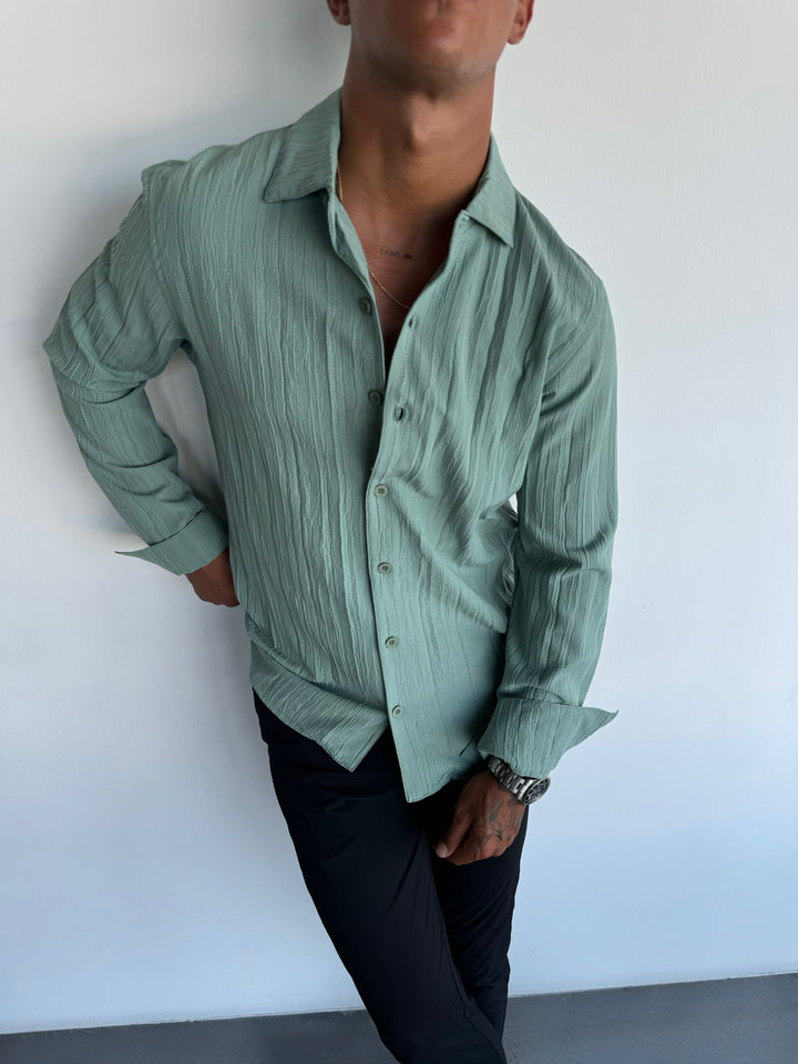 Regular Fit Pleated Shirt - Green